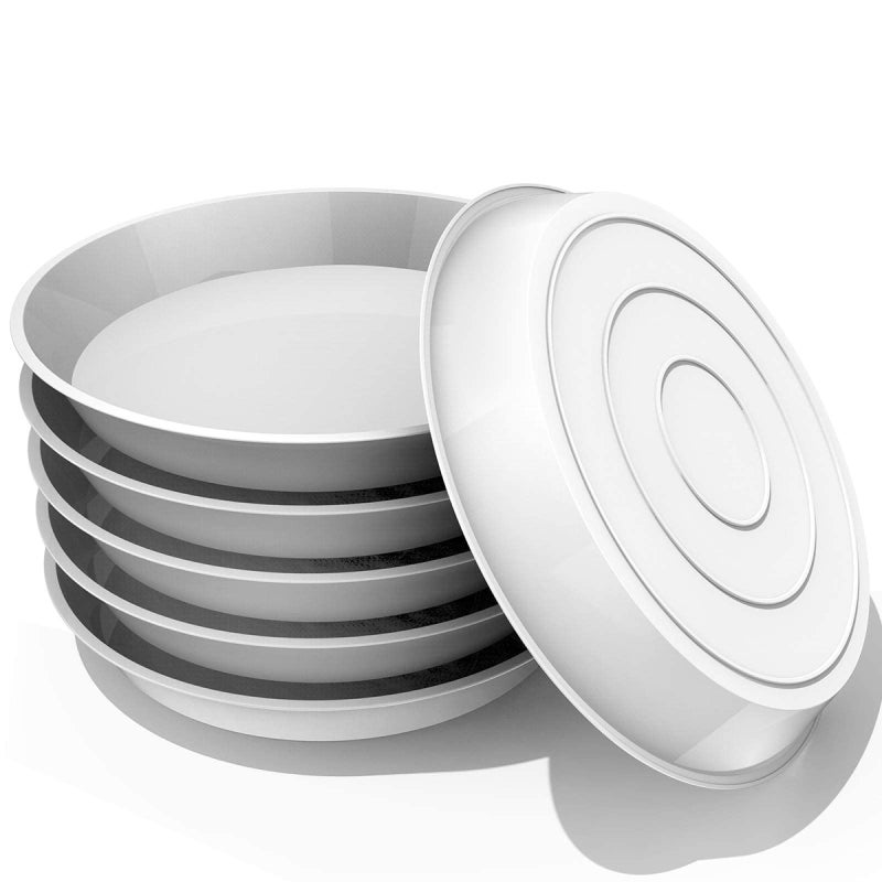 UPMCT 6 Pack Plant Saucer, 4 6 8 10 12 Inch Heavy Duty Plastic Flower Pot Water Catcher Tray Round Drip Pallets for Indoors and Outdoor Planter Container Accessories (12 Inch, White) - Image 1